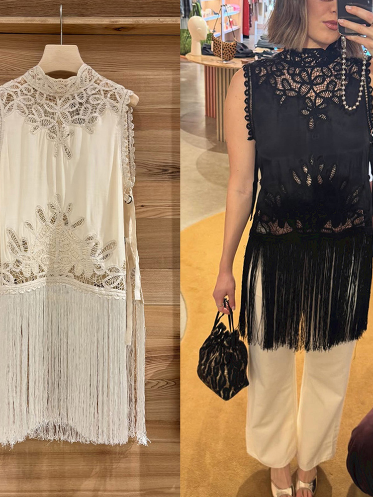 Tassel Fringe Trim - Chemisier femme style français à nœuds