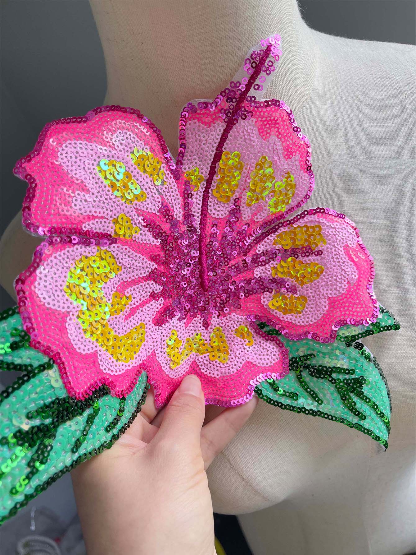 Paillettes roses brillantes de - Applique Patch Flower avis et prix